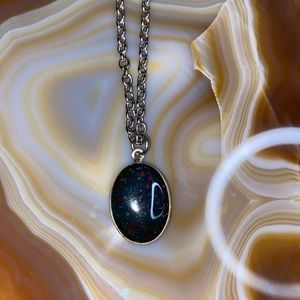Sterling silver bloodstone pendant